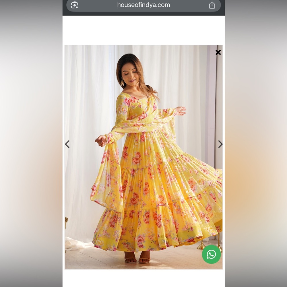 Yellow Printed Georgette Kurta Set